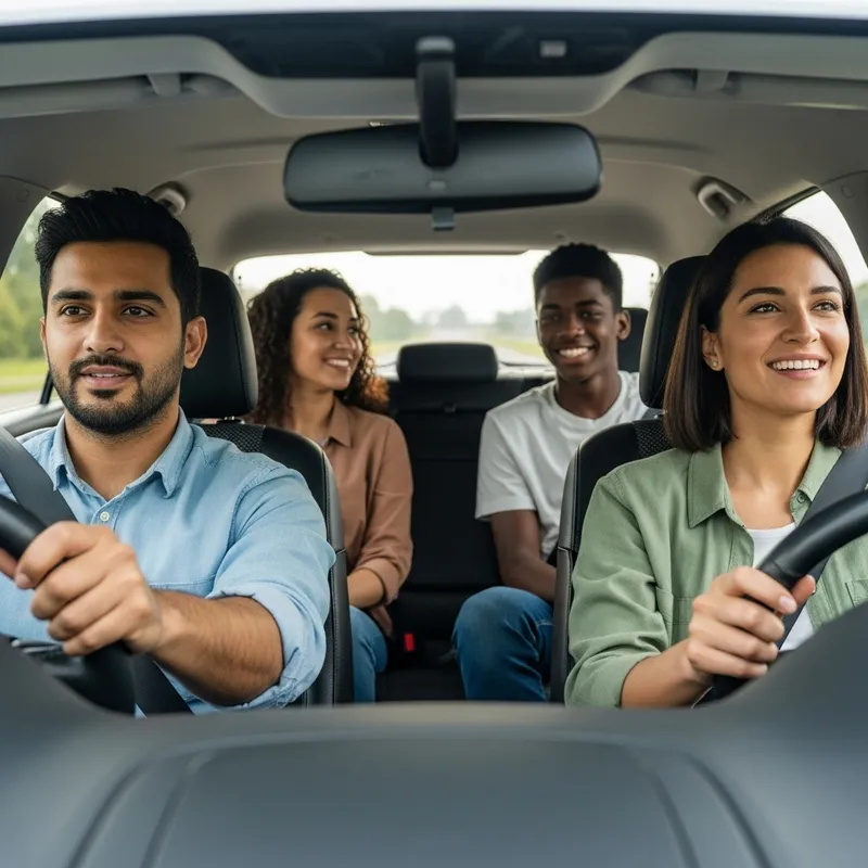 Islamic Family Drive: South Asian Father, Middle-Eastern Mother, Black Teenagers Inside the Car