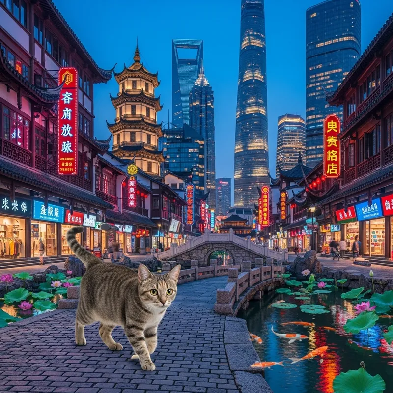 Adorable Cat Exploring Shanghai's Diverse Architecture Adorable Cat Exploring Shanghai's Diverse Architecture