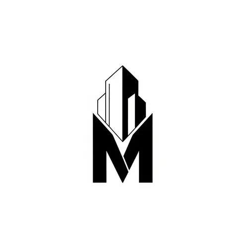 Minimalist Black and White Architectural Logo Design with Letter 'M'