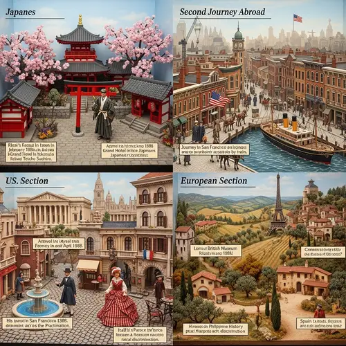 Rizal's Second Travel Abroad: Japan, US & European Countries Diorama