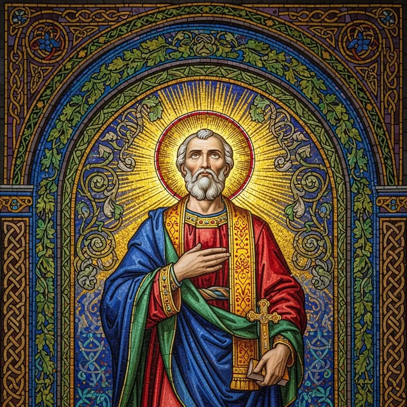 Classic Saint Mosaic Art | Intricate Religious Figure in Vibrant Colors Classic Saint Mosaic Art | Intricate Religious Figure in Vibrant Colors