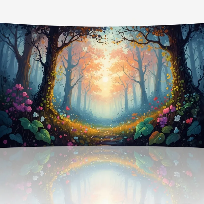 Ethereal Forest Dawn: Impressionist Nature Painting Ethereal Forest Dawn: Impressionist Nature Painting