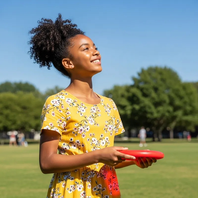 Sunny African American Girl in Black Attire at the Park