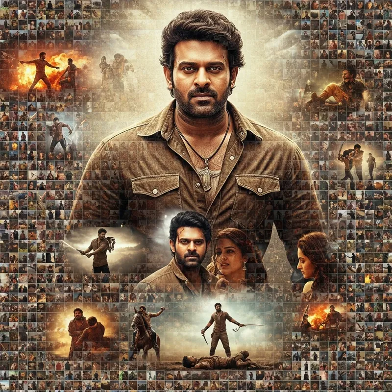 Hero Prabhas Mosaic Art: Action, Romance, Dialogue
