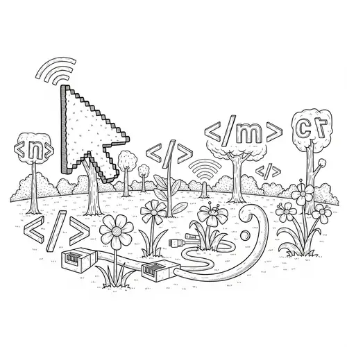Tech-Infused Ecosystem: Nature & Digital Realm Illustration