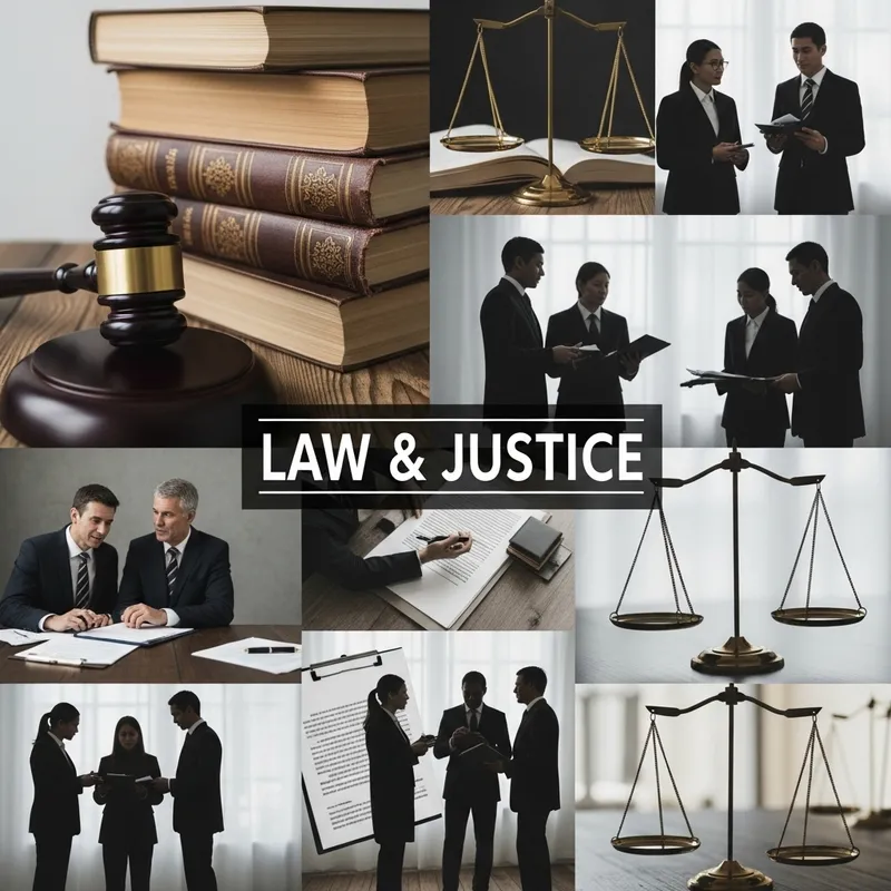 Law & Justice Collage: Representation of Laws and Lawyers