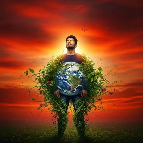 Spirit of Earth: South Asian Male Gazing at the Sunset Sky