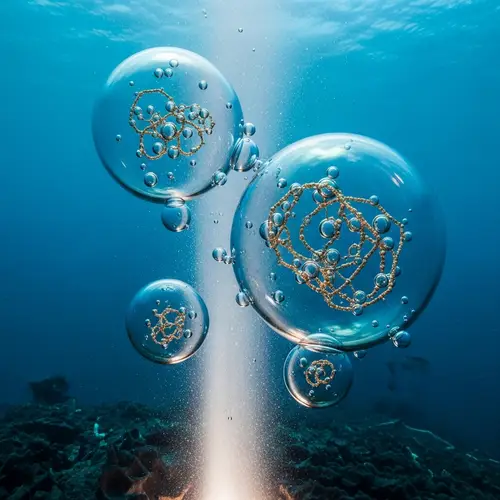 Undersea Biological Spectacle: RNA & Protein Structures Inside Bubbles