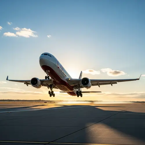 Canadian Airline White Plane Takeoff | Blue Sky Clouds