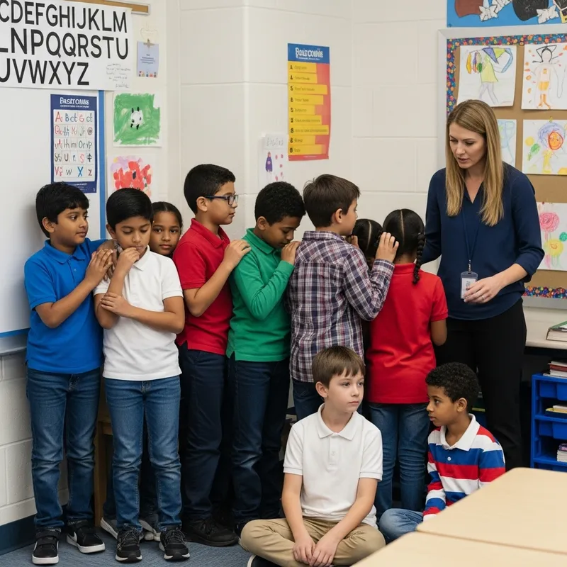 Diverse Primary School Classroom Safety Lockdown Drill
