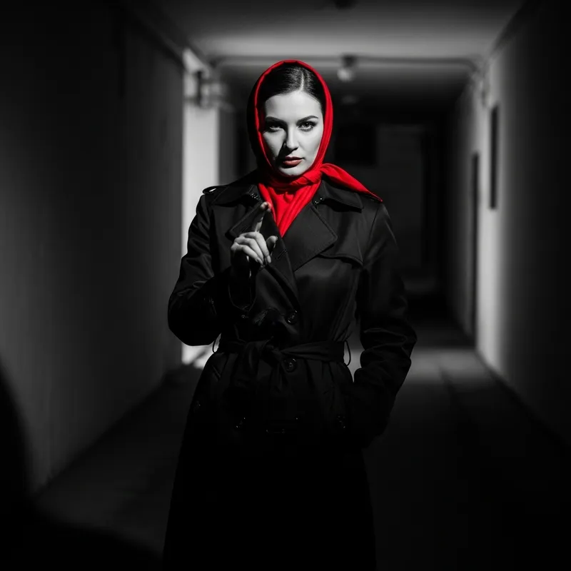 Mysterious Spy Woman in Noir Style Photography