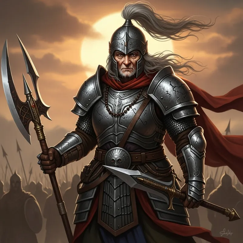 Powerful South Asian War Lord in Armor