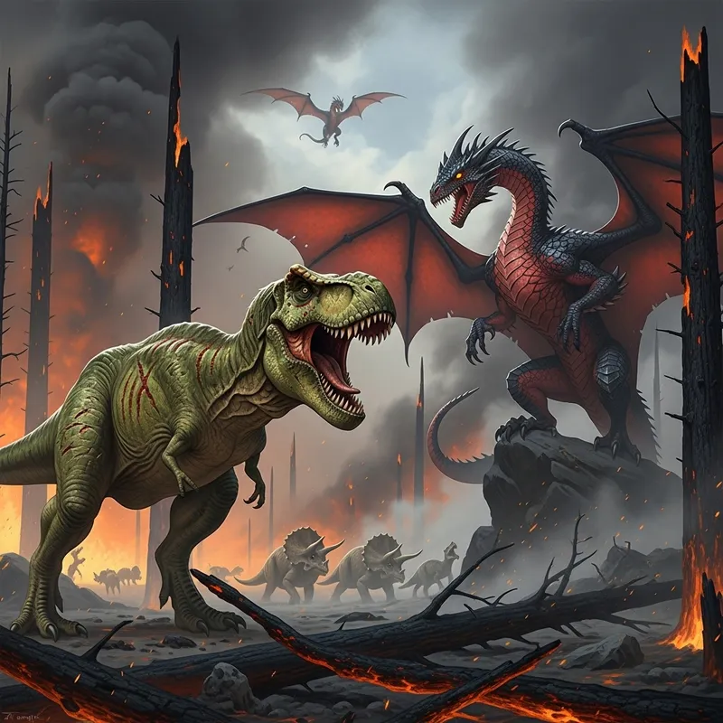 Dinosaurs & Dragons in Scorched Woods