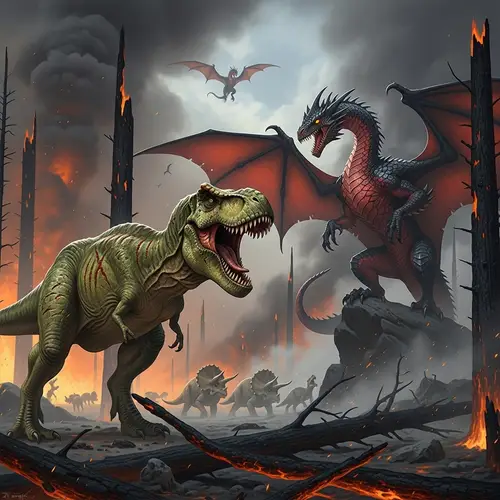 Dinosaurs and Dragons in Burnt Forest