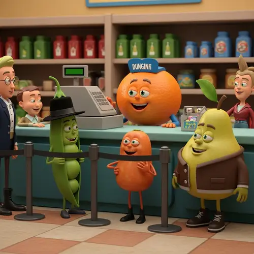 Fantastical Pixar Style Supermarket Checkout Scene