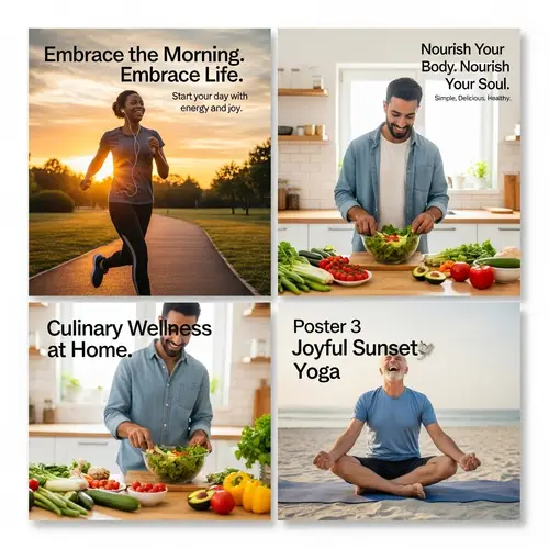 Healthy Lifestyle Posters | Jogging, Salad, Yoga Promotions