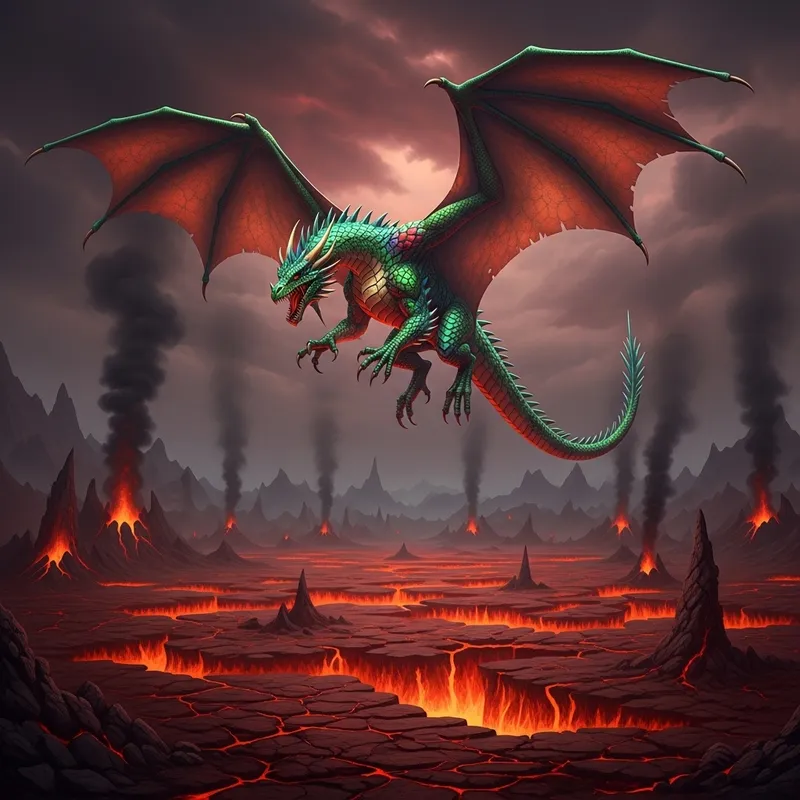 Colorful Dragon Landing in Devil's Domain - Majestic and Vibrant Colorful Dragon Landing in Devil's Domain - Majestic and Vibrant