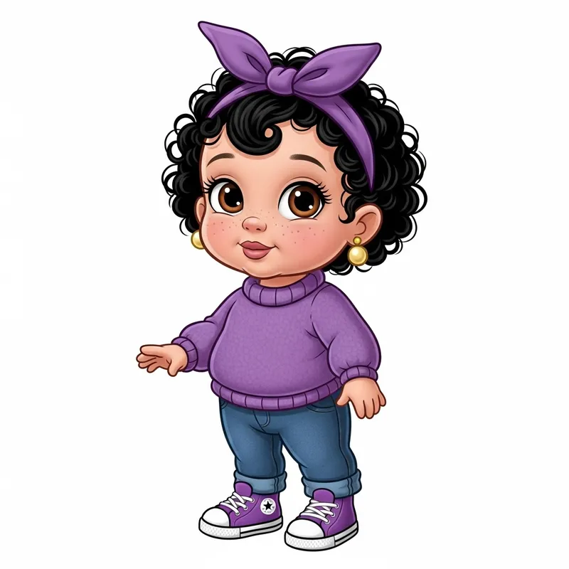 Adorable Two-Year-Old Baby Cartoon in Purple Outfit | Enchanting Animation Adorable Two-Year-Old Baby Cartoon in Purple Outfit | Enchanting Animation