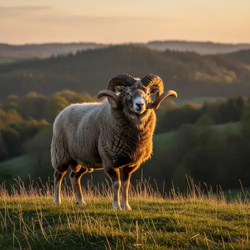Majestic Ram at Sunset - Nature's Splendor