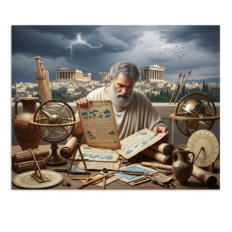 Greek Philosopher Studying Science in Ancient Athens