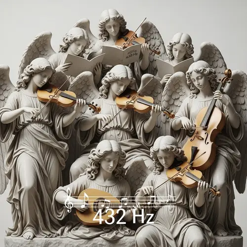Renaissance-Style Marble Angels: Immersed in Music and Tranquility