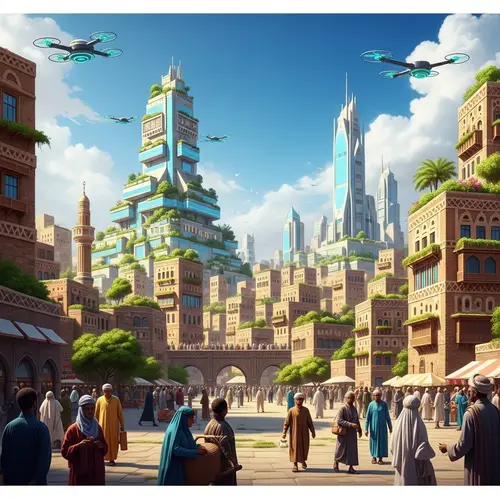Futuristic Cityscape of Sana'a, Yemen - Year 2050