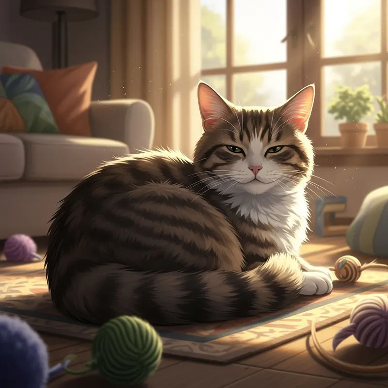 Sunny Cat in a Luxurious Room