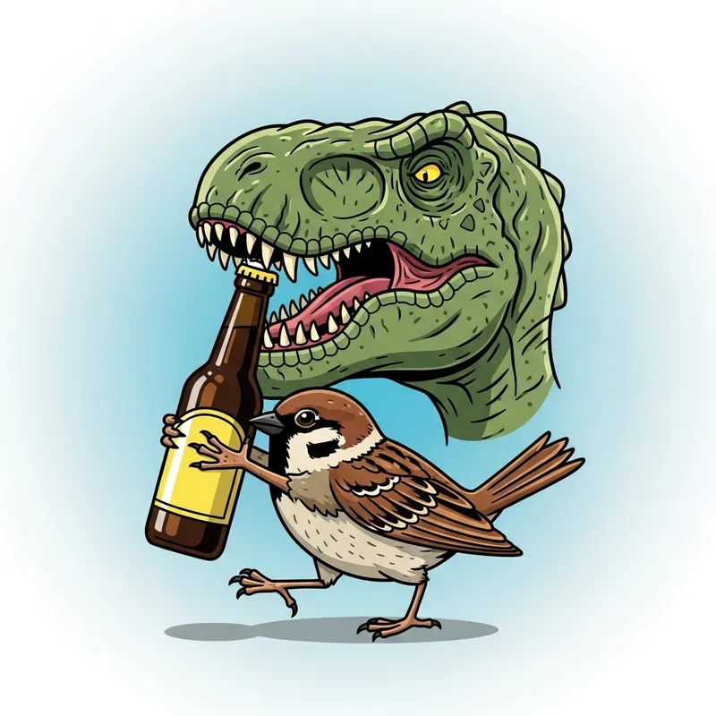 Dinosaur Head Sparrow Body Beer Opener Design