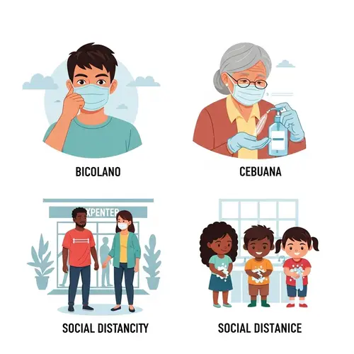 Filipino Citizens Practicing Covid-19 Safety Measures | Diversity Illustrations