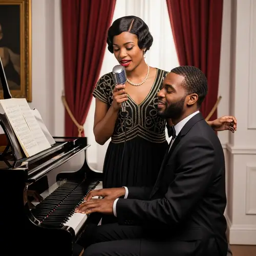 Classy African American Couple Singing Jazz in 1930