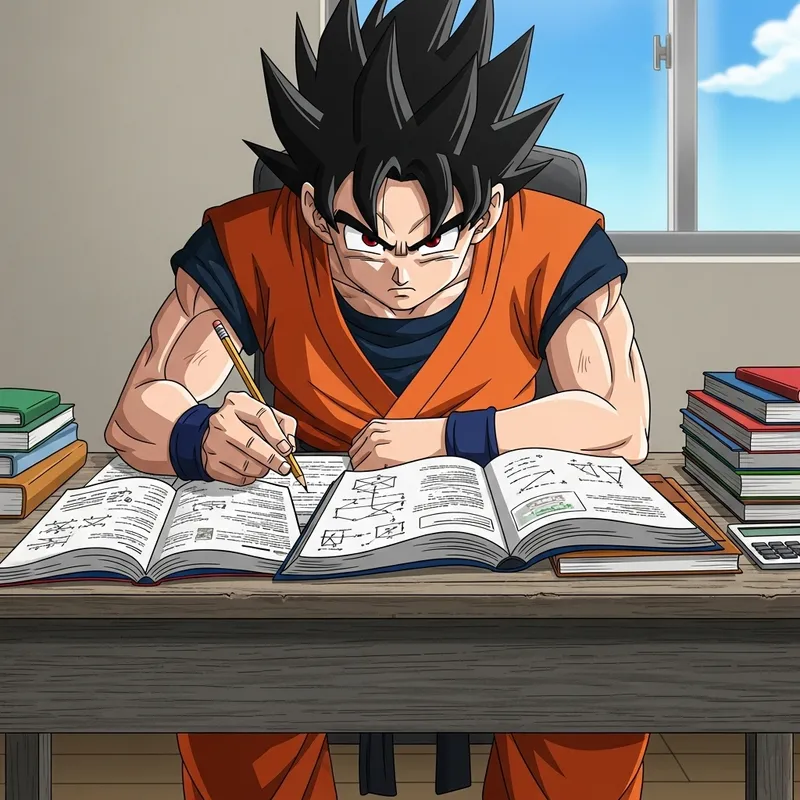 Goku Studying Spiky Black Hair Orange Uniform