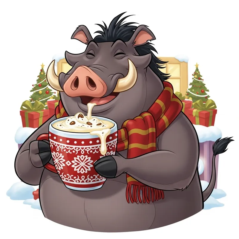Jumbo Eggnog Pumba Cartoon - Festive Holiday Celebration