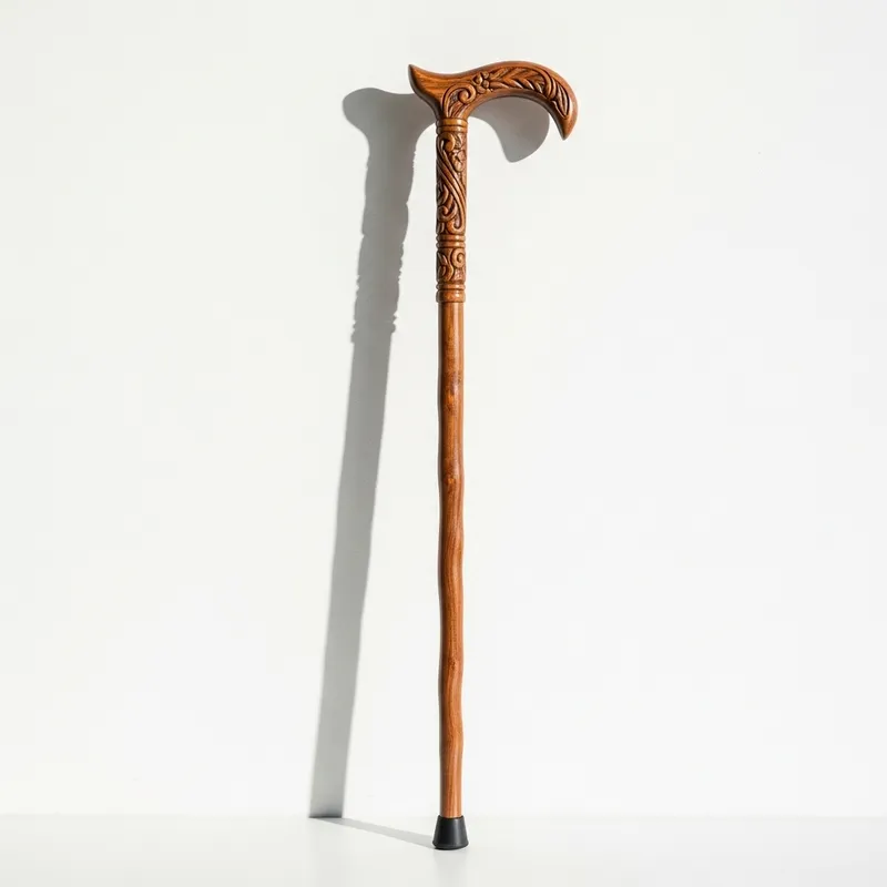 Handcrafted Wooden Cane with Elegant Carvings