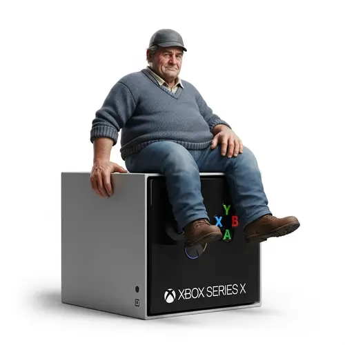 Caucasian Fisherman on Electronic Box - Light-hearted Humor