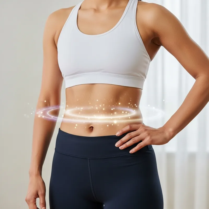 Woman's Fit Midsection Surrounded by Ethereal Healthful Glow