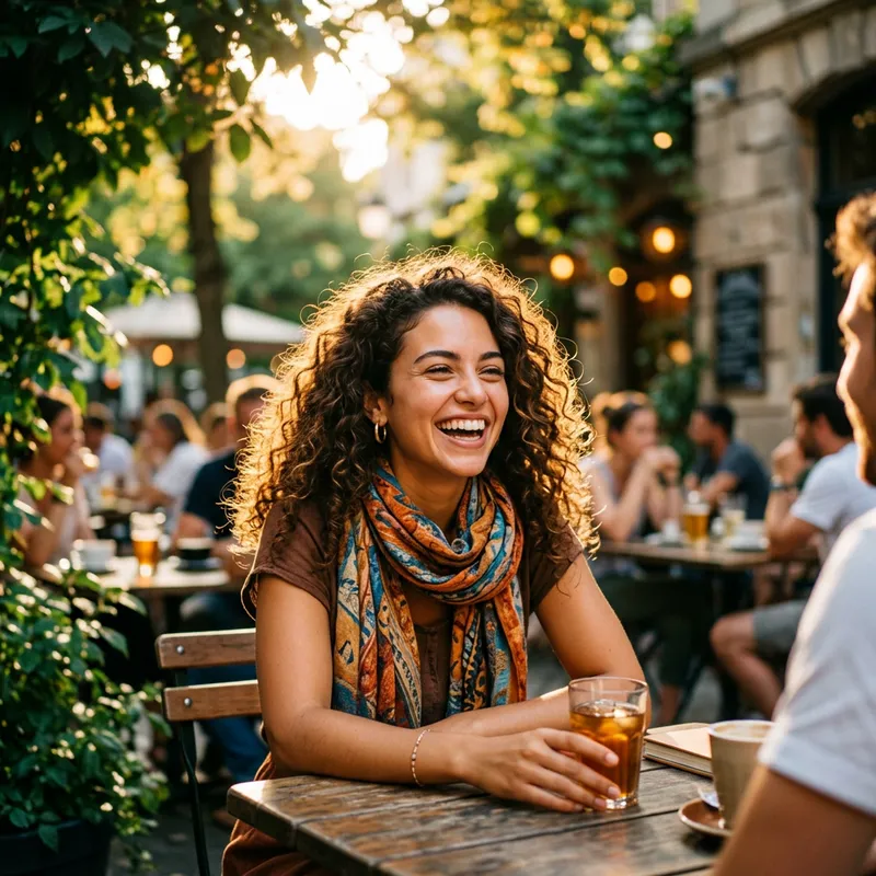 Vibrant Outdoor Café Tinder Photo