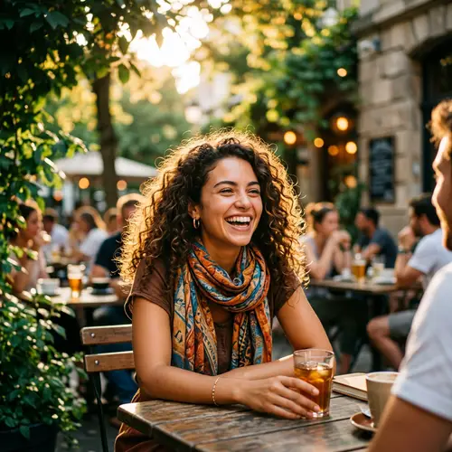 Vibrant Outdoor Café Tinder Photo