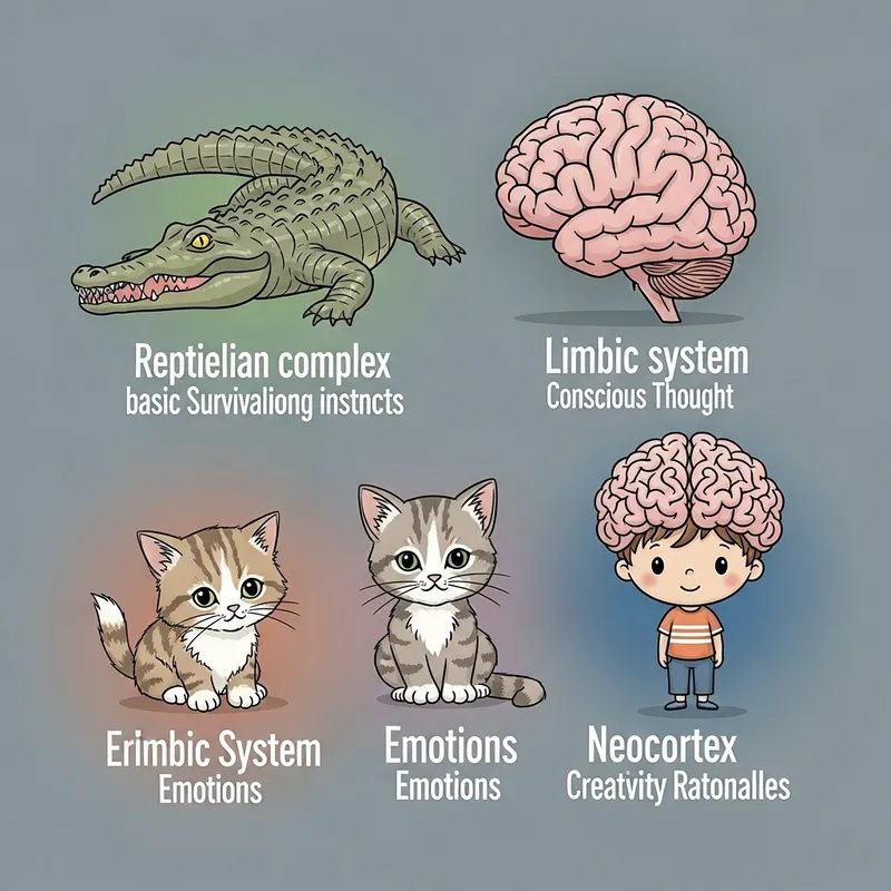Triune Brain Model: Crocodile, Cat, Boy