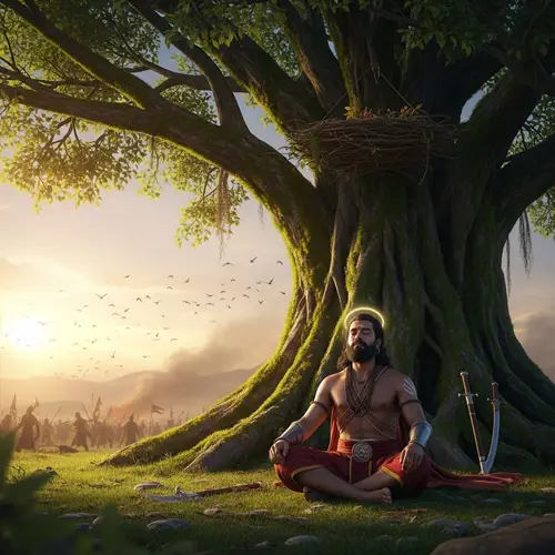 South Asian Male Warrior Finding Peace | Tranquil Scene
