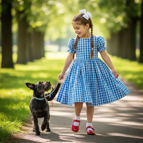 Vibrant Blue and White Gingham Dress with Brown Braided Hair | Website Name