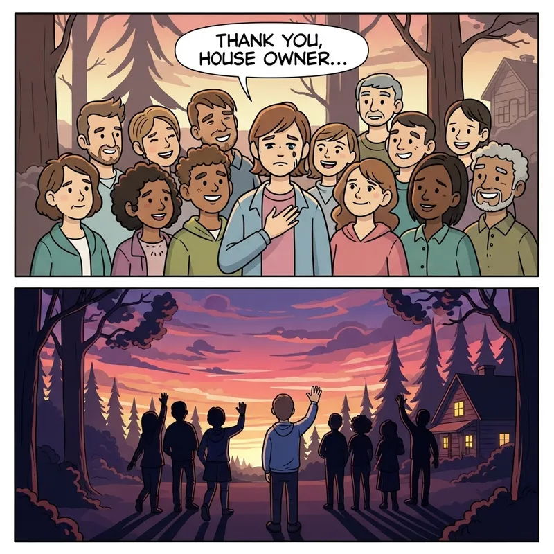 Heartfelt Gratitude and Farewells in Forest Cartoon Comic