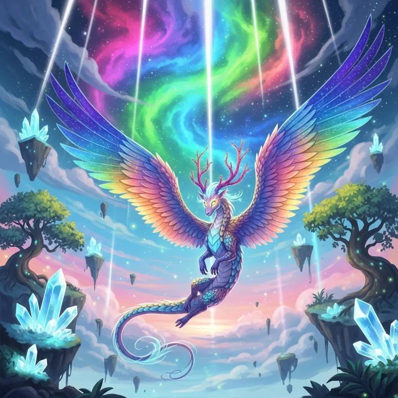 Ethereal Creature in Vibrant Flight | Fantasy Digital Art