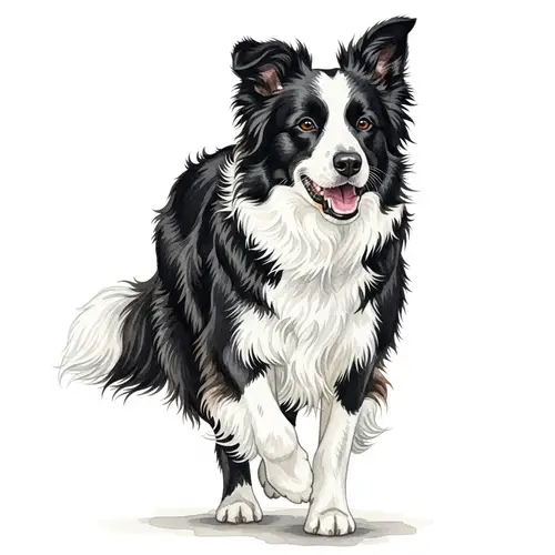 Dynamic Border Collie Watercolor Painting | Athletic & Intelligent