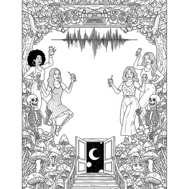 Surreal Cyberpunk Electronic Music Festival Poster Illustration