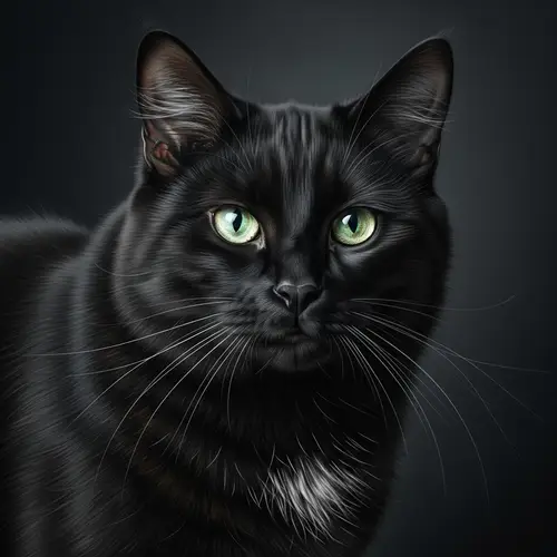 Regal Black Cat - Hyperrealistic Painting with Mesmerizing Eyes