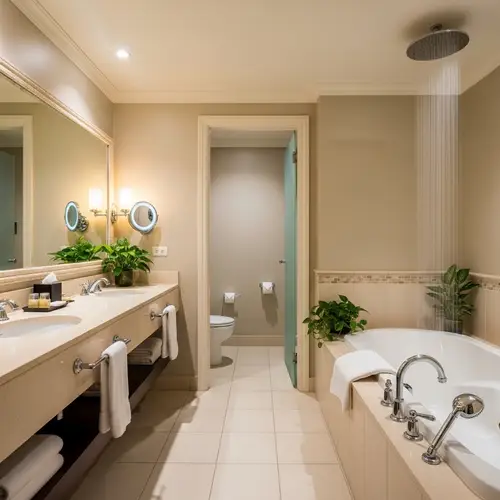 Luxury Bathroom with White Bathtub and Marble Vanity Sink