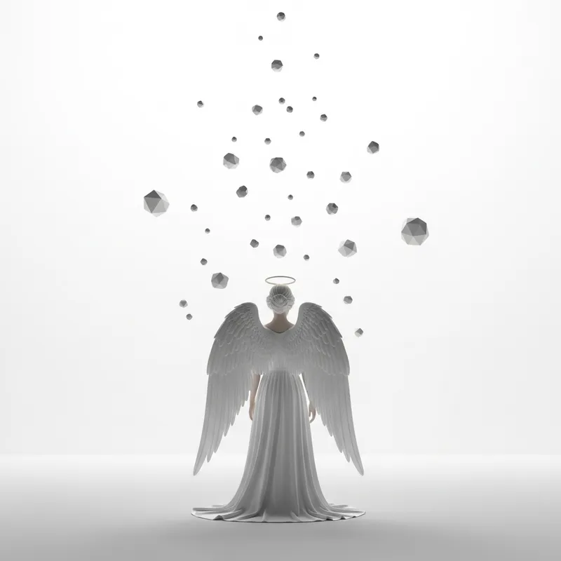 Ethereal Angel in Vast White Space - Surreal Art