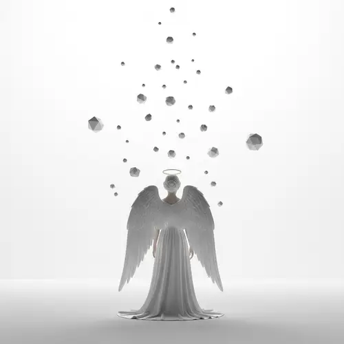 Ethereal Angel in Vast White Space - Surreal Art