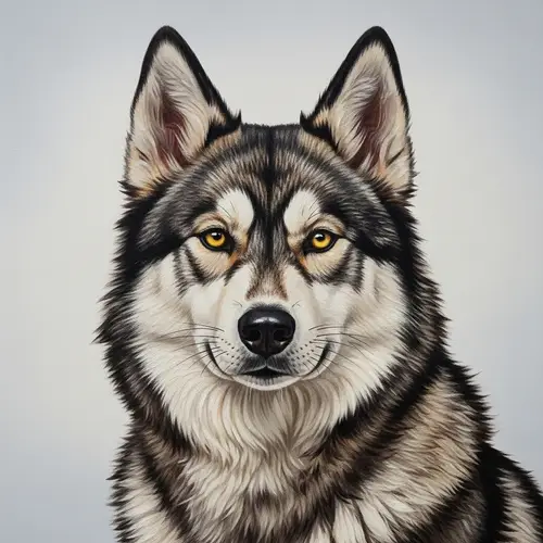 Majestic Wolf-Like Dog Oil Painting | Unique Grey, Brown & Black Fur