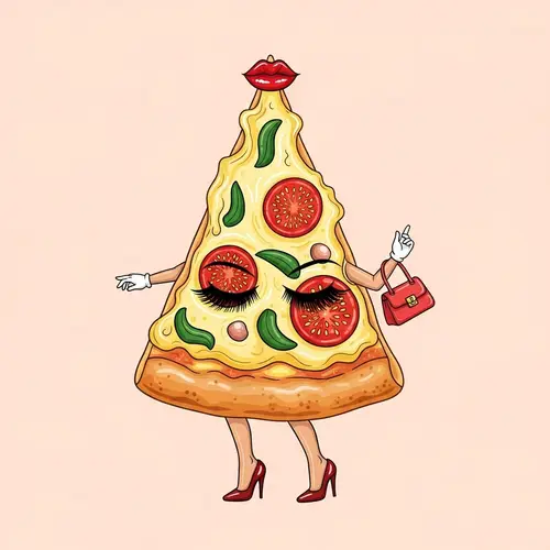 Whimsical High-Heeled Pizza Slice Art